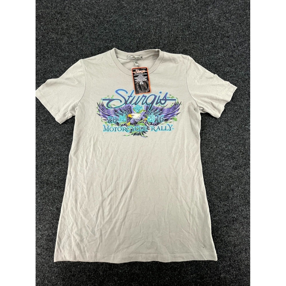 Sturgis 2016 Motorcycle Rally T Shirt Womens Large Gray Graphic 2016 76th Cotton